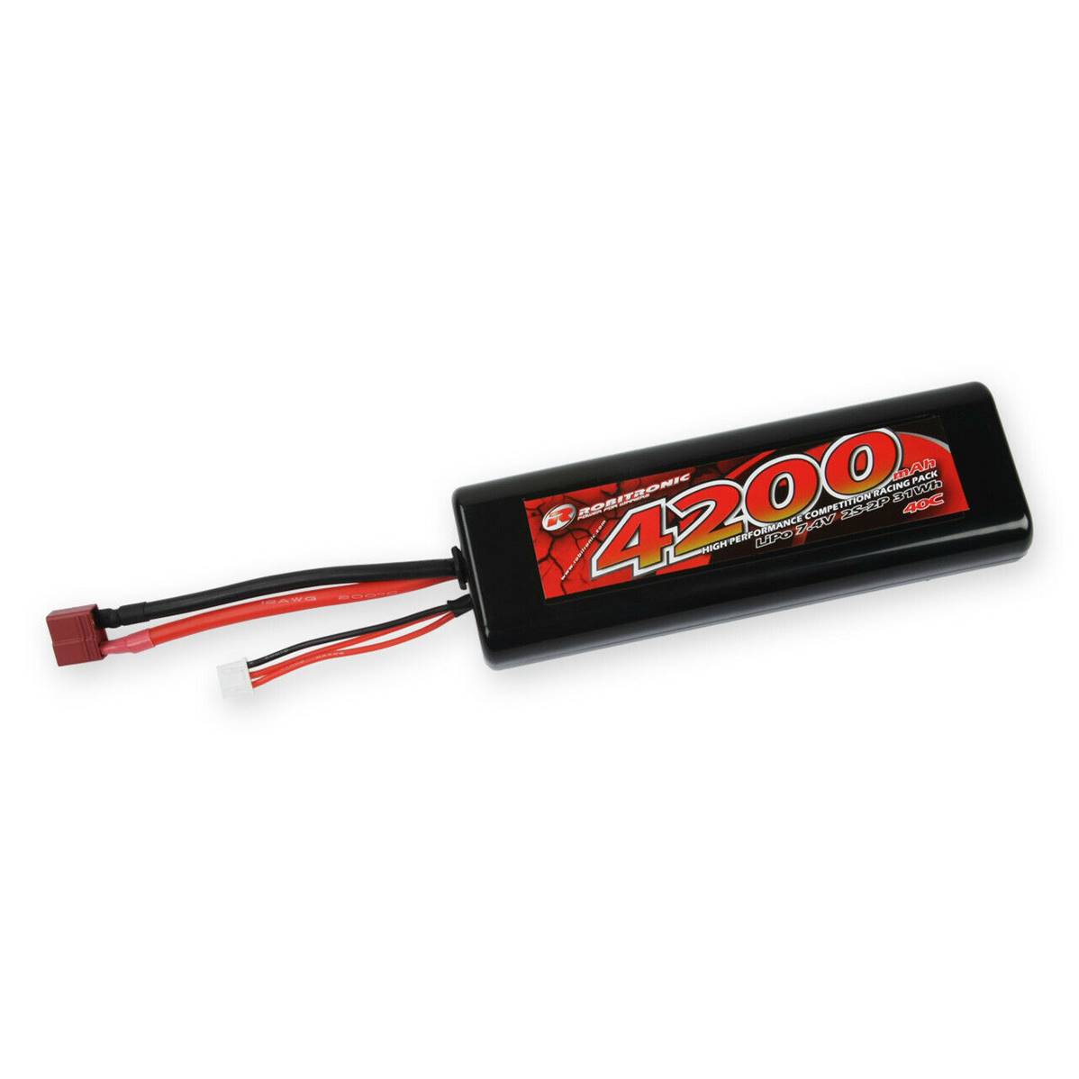 R05232 Robitronic LiPo Battery 4200mAh 2S 40C T Plug Stick Pack R05232